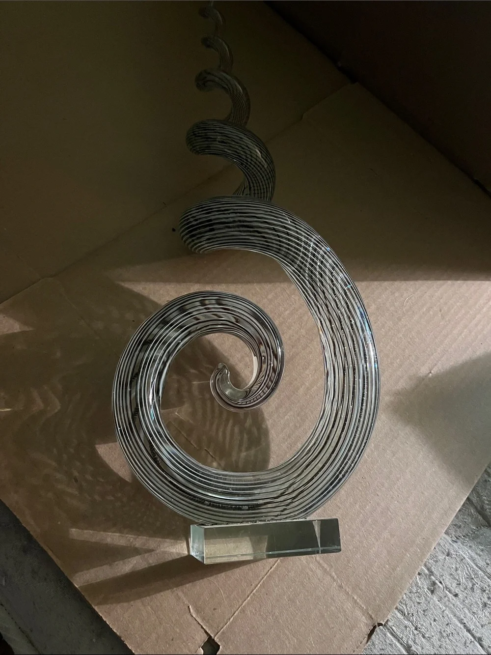 Elegant Silver Spiral Glass Wall Decor - Contemporary Accent 20 Inch
